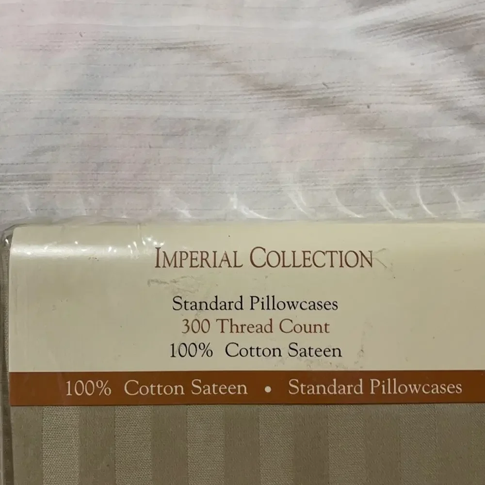 Imperial collection 300 thread count tan on tan stripe pillow case nwt standard